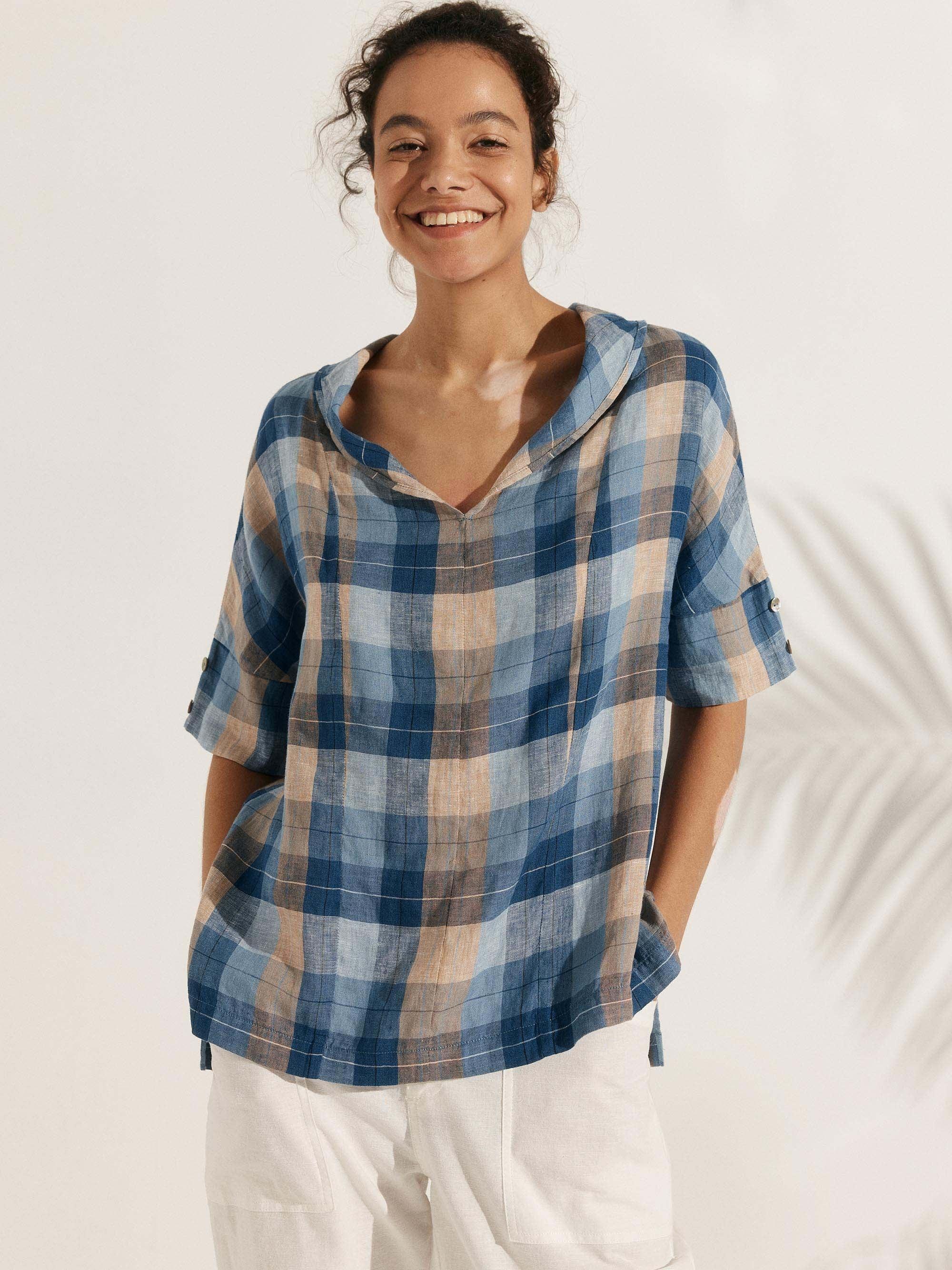 Linen V-Neck Short Sleeve Shirt SIERRA