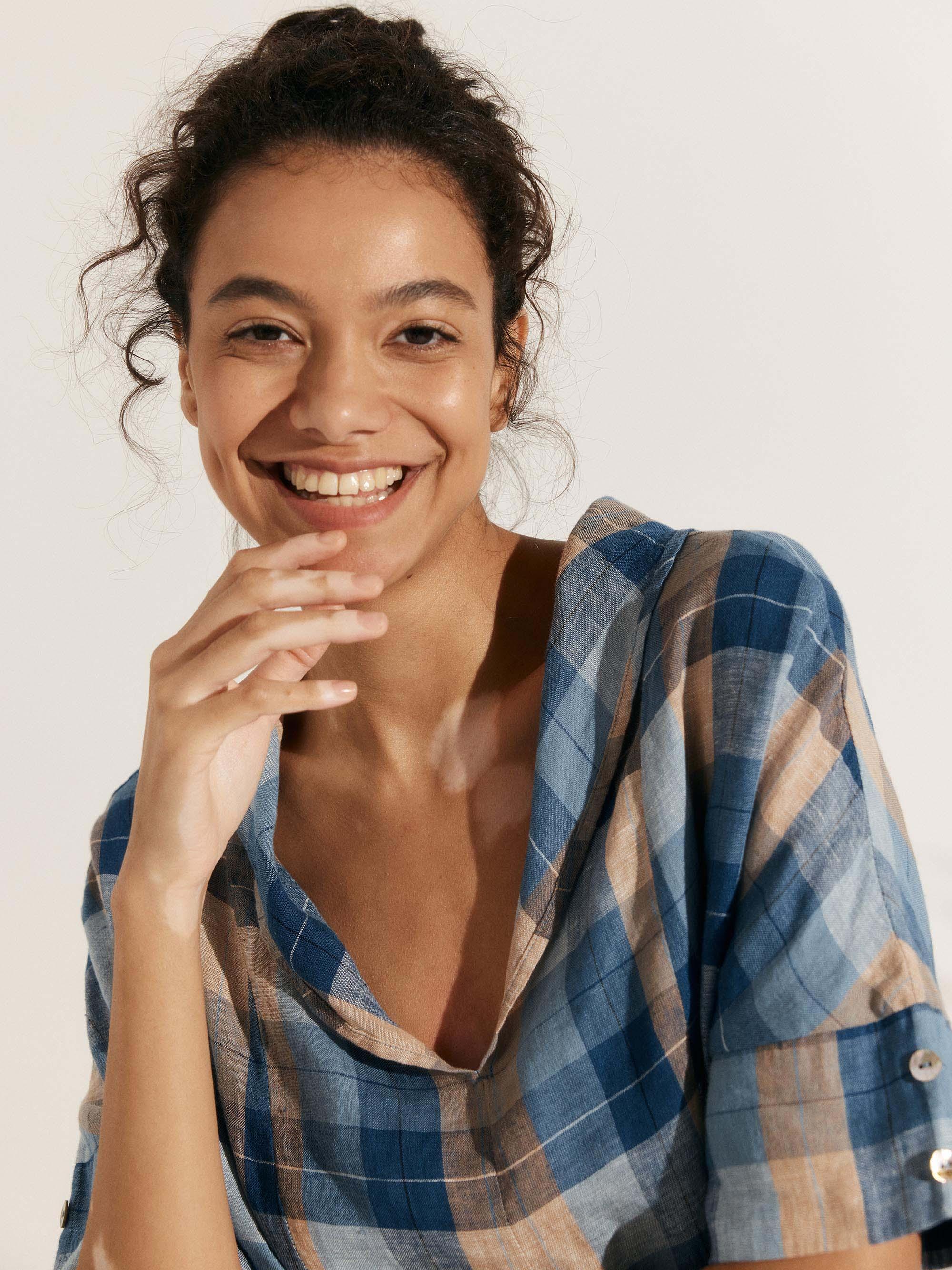 Linen V-Neck Short Sleeve Shirt SIERRA