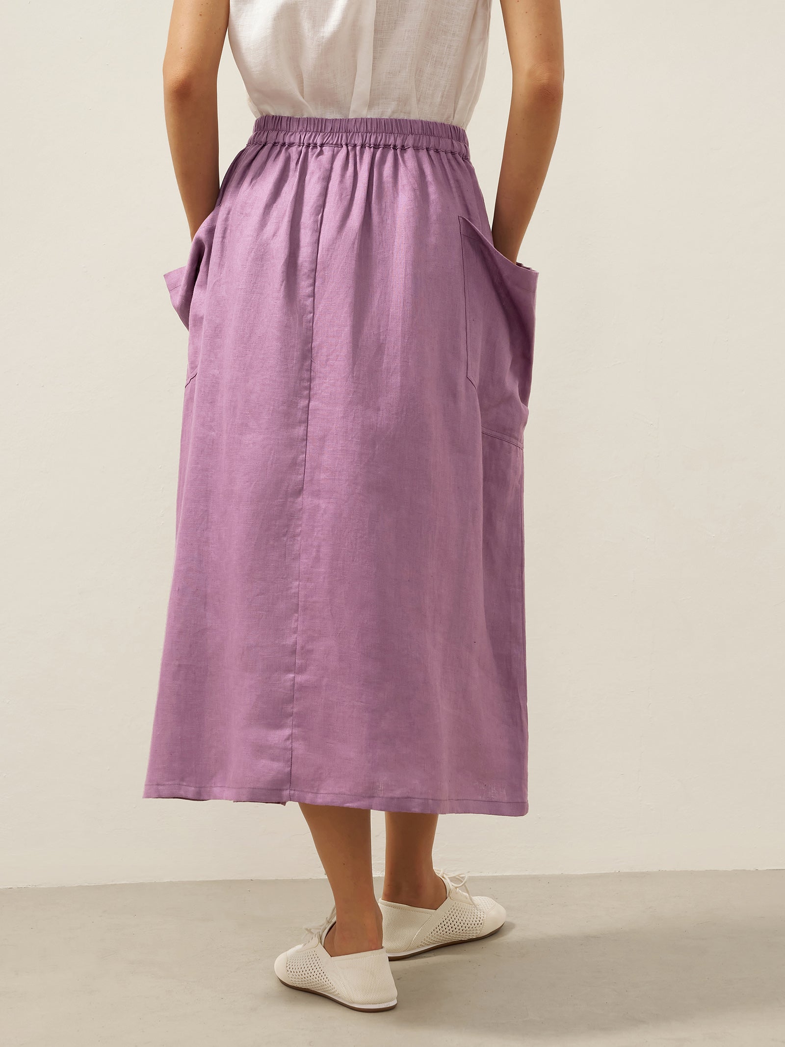 Linen-Cotton Elastic Waist Skirt MARINA