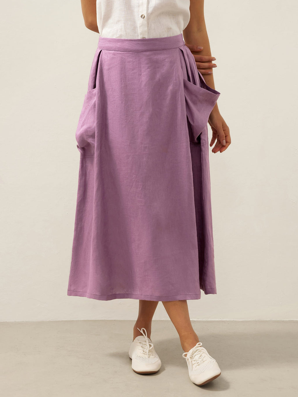 Linen-Cotton Elastic Waist Skirt MARINA