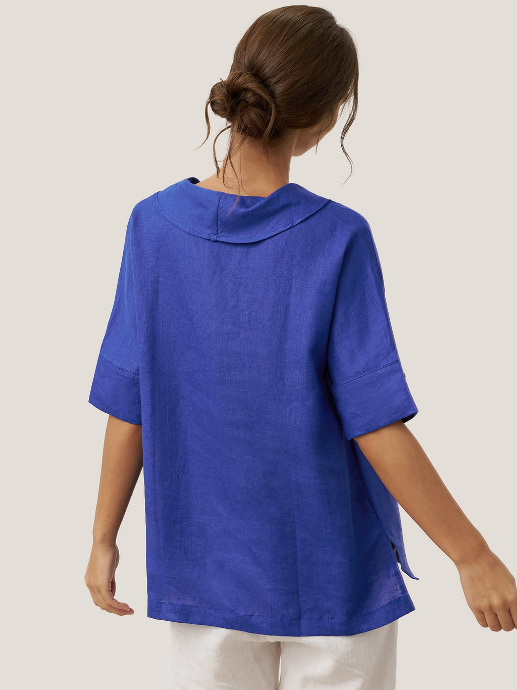 Linen V-Neck Short Sleeve Shirt SIERRA