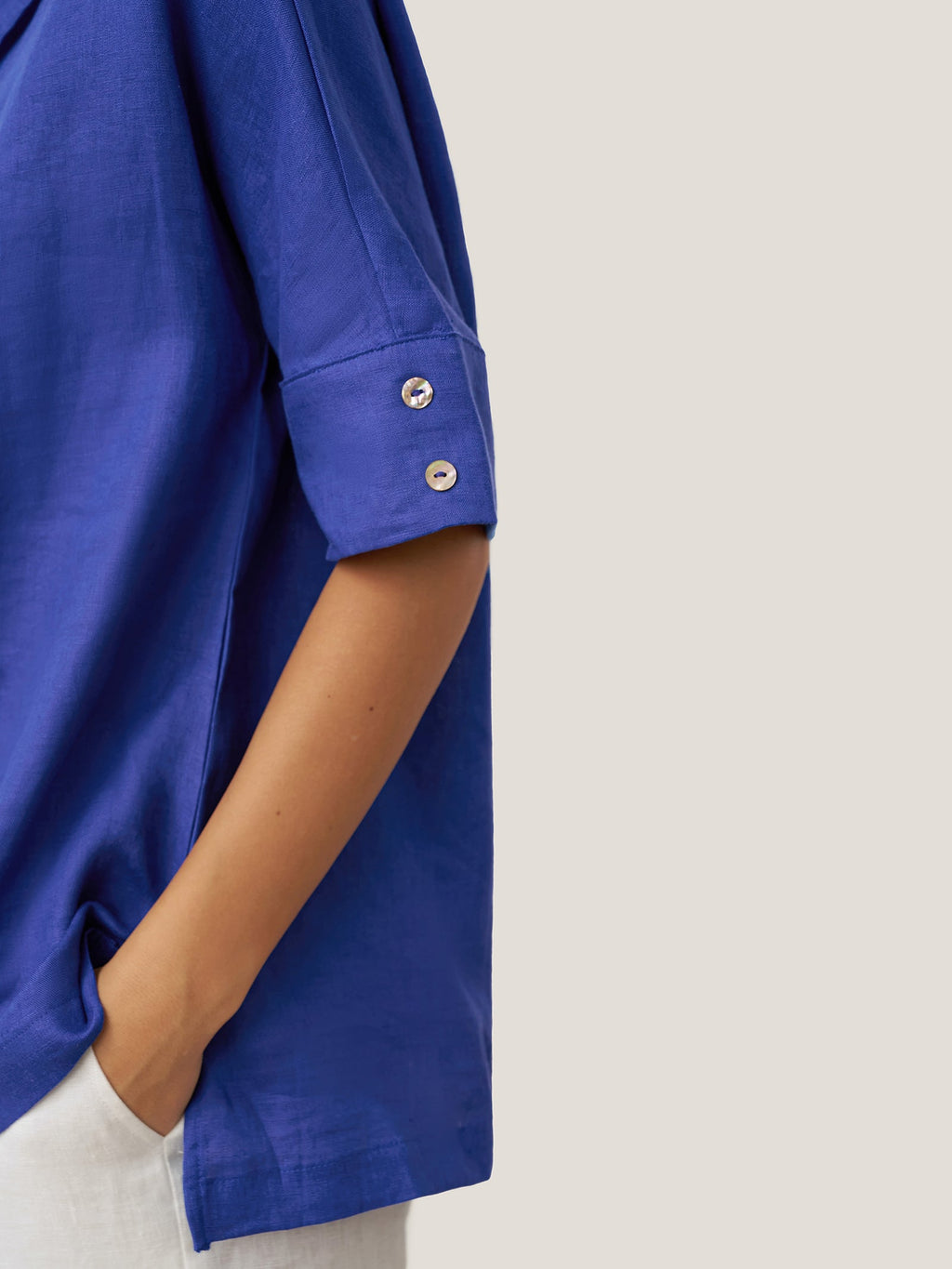 Linen V-Neck Short Sleeve Shirt SIERRA