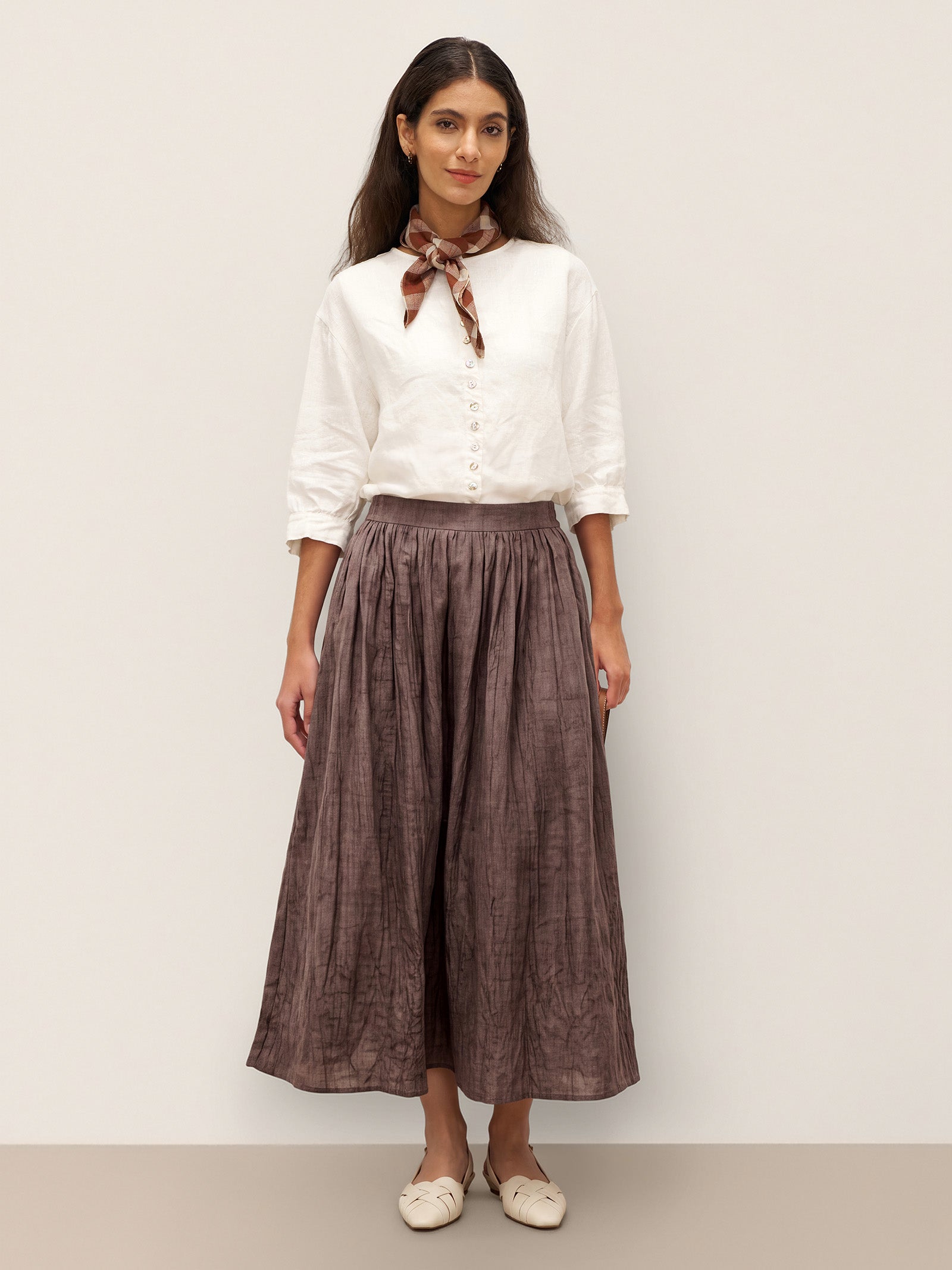 100% Linen Button-Front Drop Shoulder Shirt EASTER