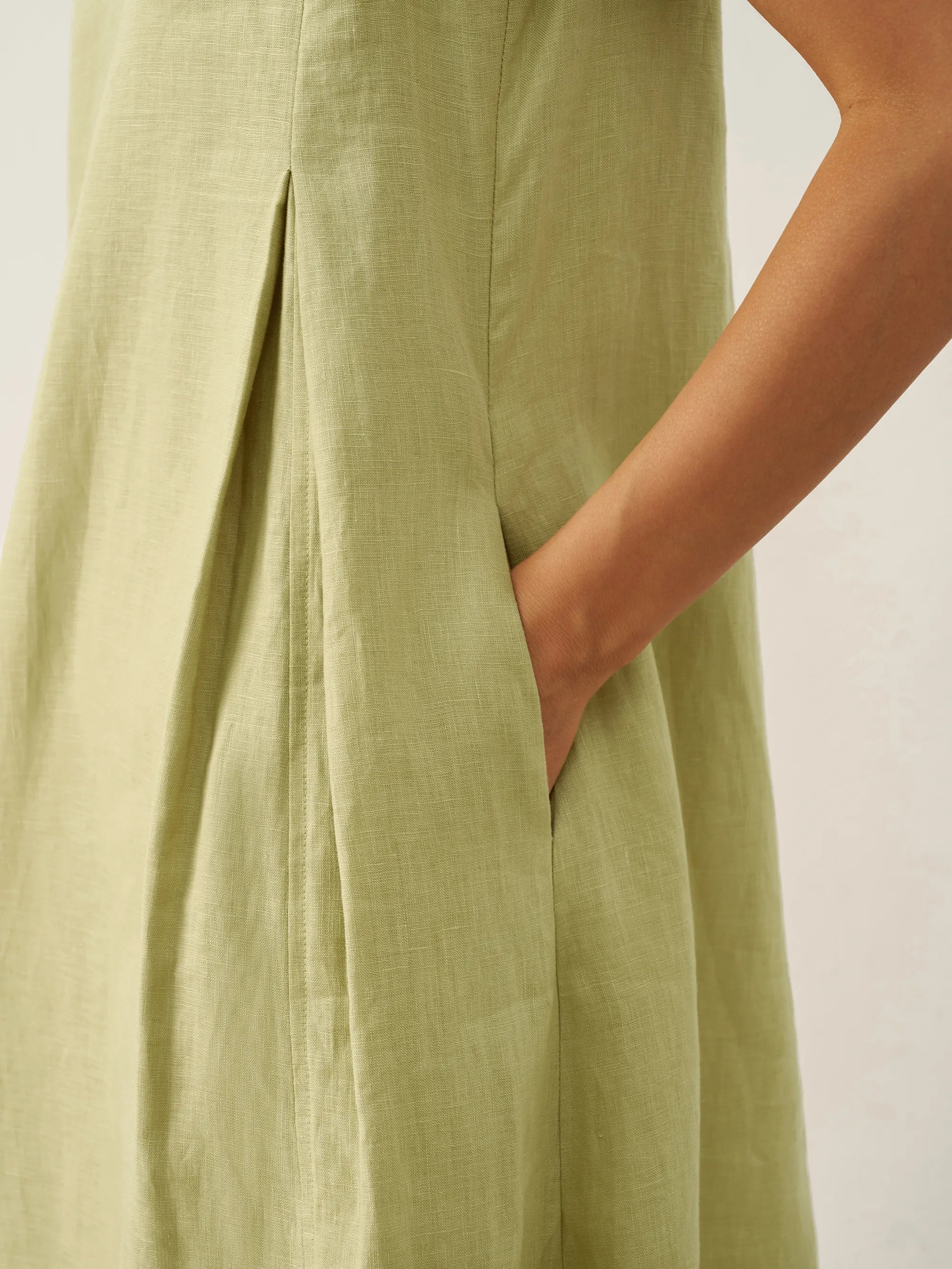100% Linen Sleeveless A-Line Midi Dress TARA