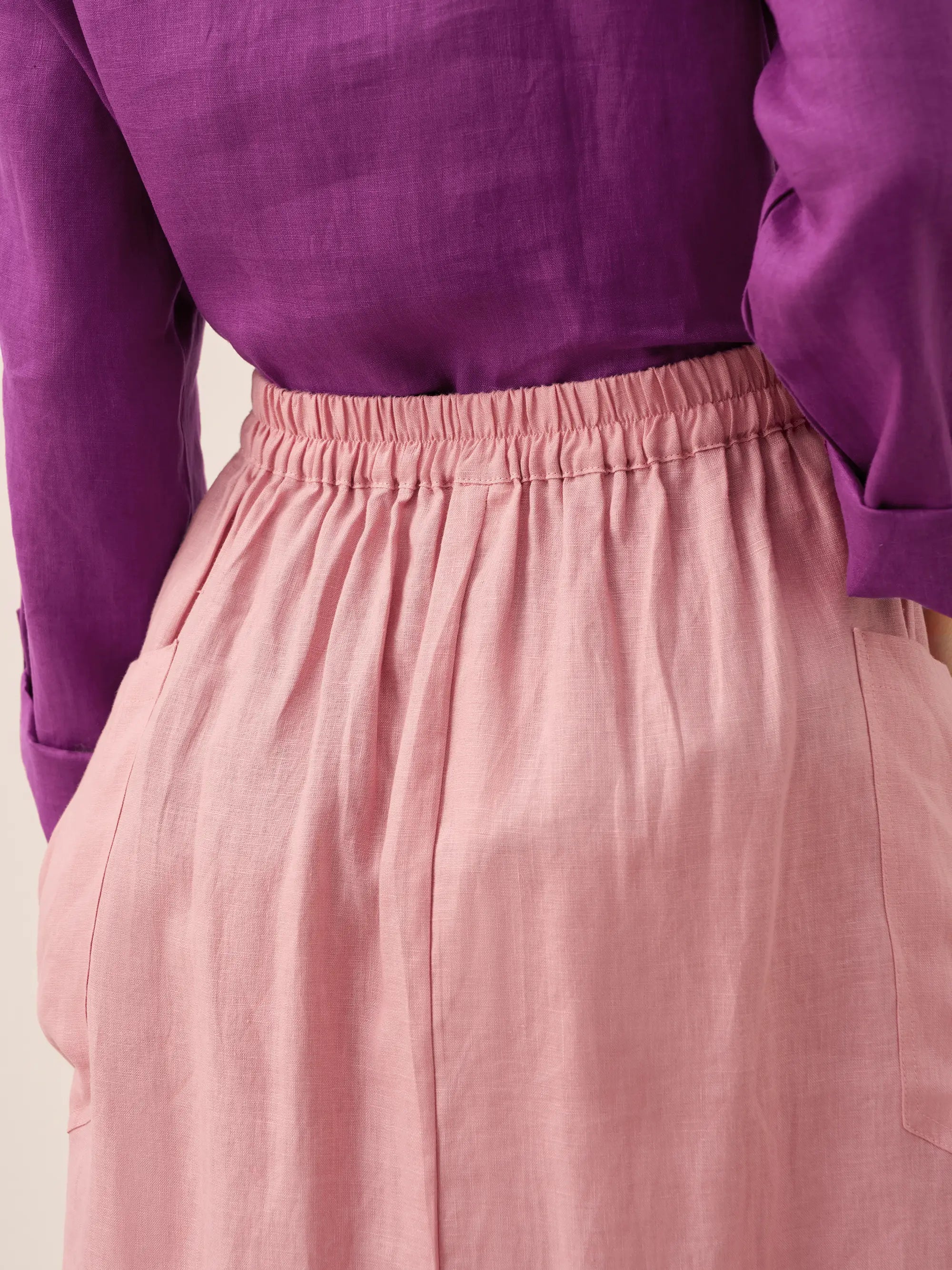 Linen-Cotton Elastic Waist Skirt MARINA