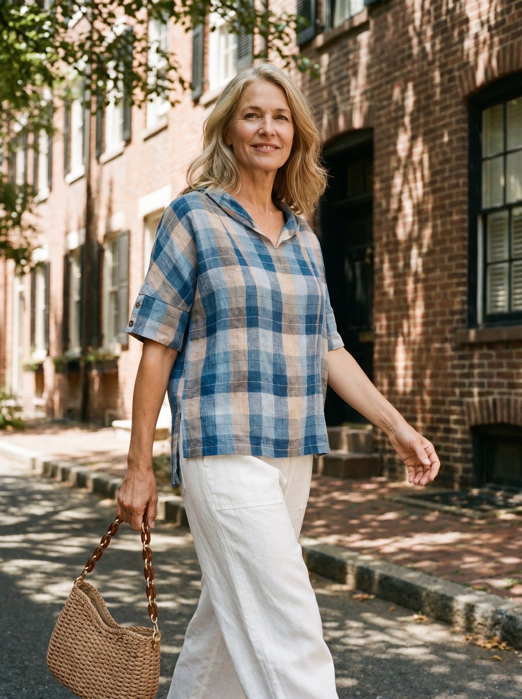 Linen V-Neck Short Sleeve Shirt SIERRA